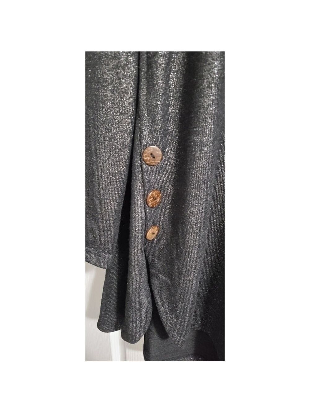 Trïbe Black Sparkle 3/4 Sleeve Sweater Top Tunic Size Medium NWT - Picture 4 of 5